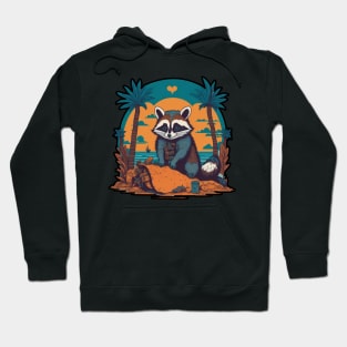 Raccoon on the beach at vacation Hoodie